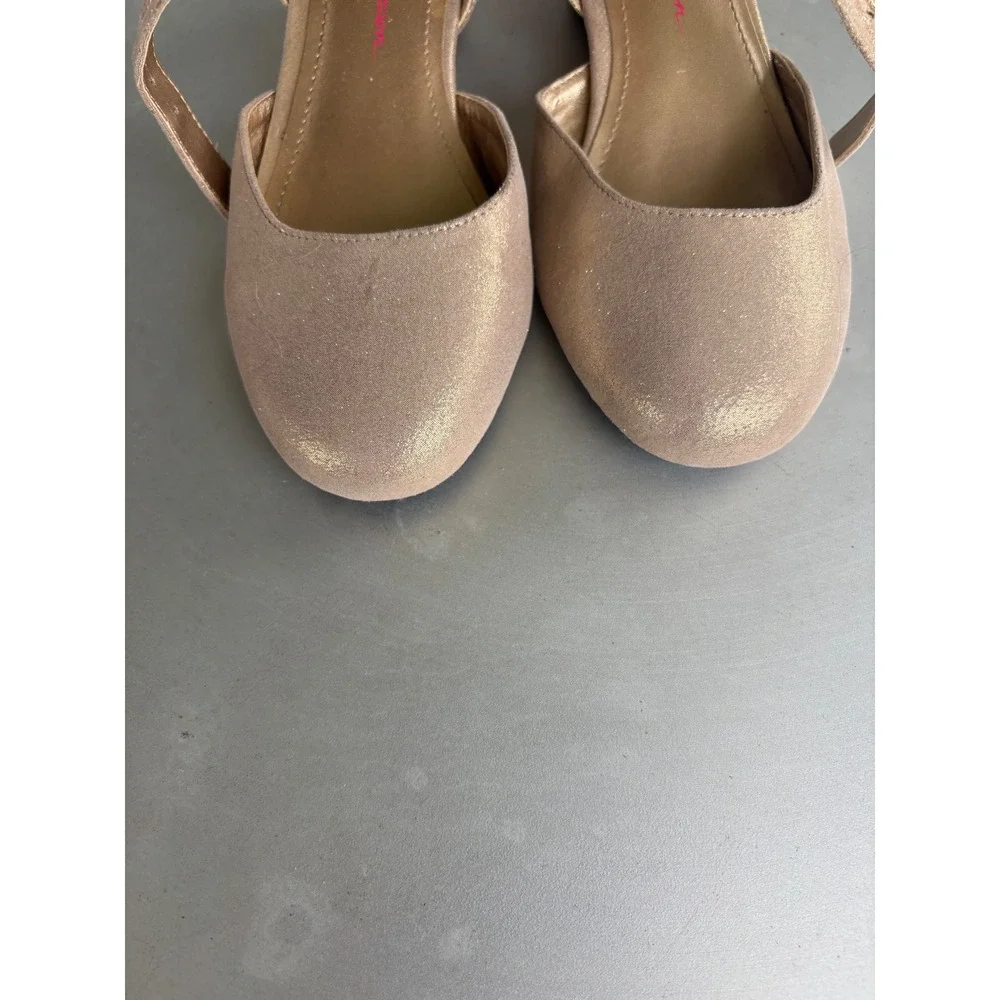 Jessica Simpson Girls Gold Metallic Mary Jane Dress Shoes Heels Buckle Strap